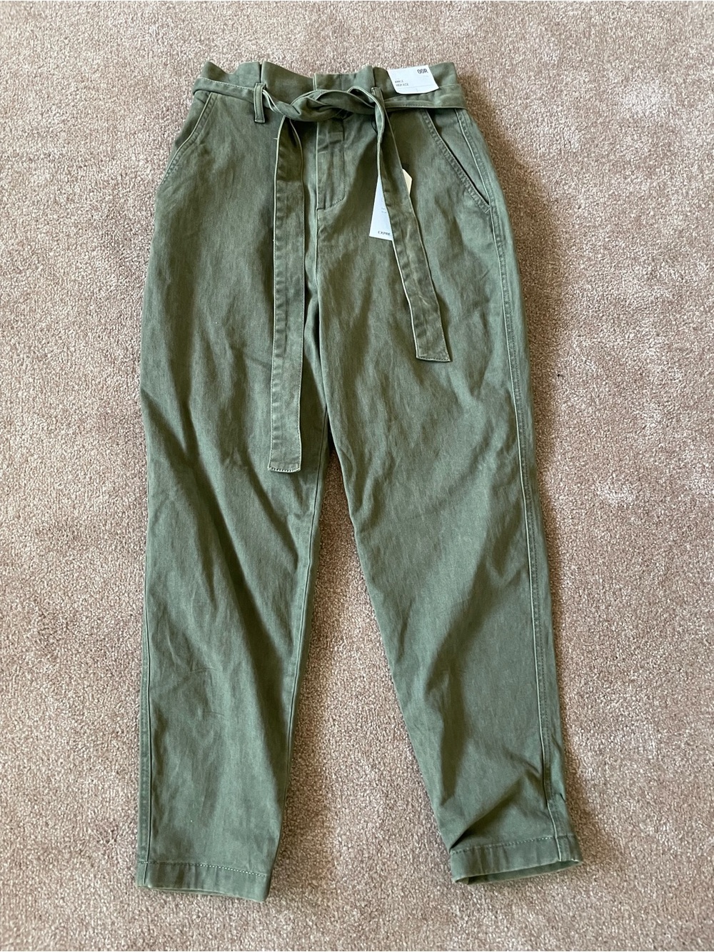 Express Olive Green stretch Tie-Waist Chinos
